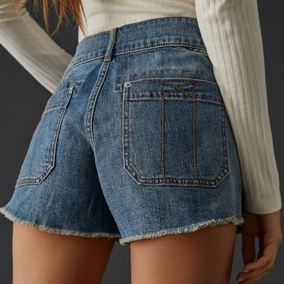 Anthropologie Pilcro The Wanderer Denim Shorts Lightweight Cutoffs Medium Blue - Picture 2 of 14